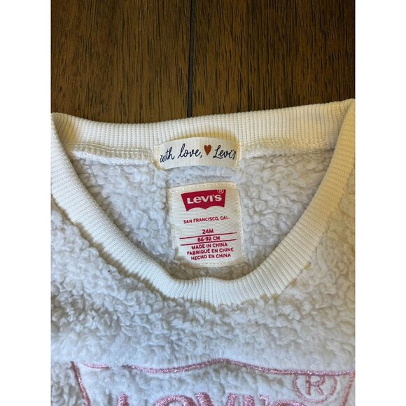 Levi’s White Teddy Pullover Sweater Girls Size 24M - Picture 3 of 3